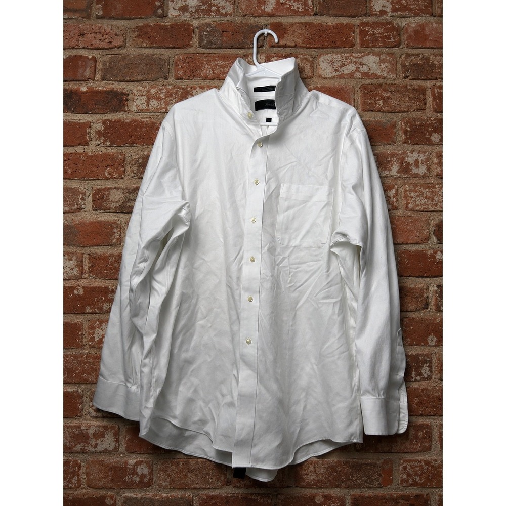 Marshall Fields Mens White Cotton Dress Shirt 17 34/35 Luxury Classic Office